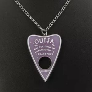 Ouija Planchette Purple Glitter Resin Pendant Necklace Spirit Board Gothic